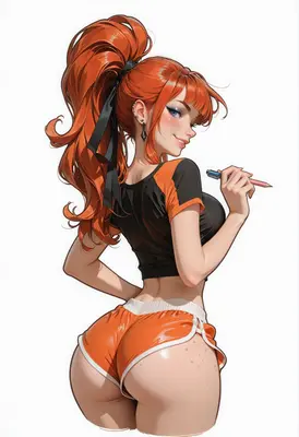 Confident Ginger Girl with Stylus