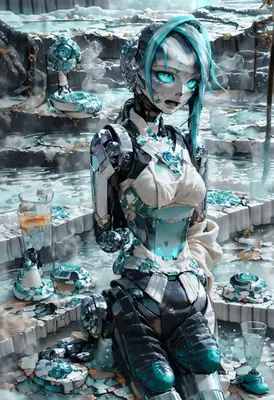 Crystalline Android in Steaming Hot Springs