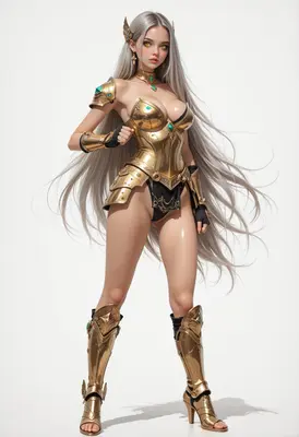 Golden Valkyrie Warrior in Polished Armor