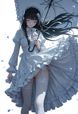 Elegant Maiden With White Parasol