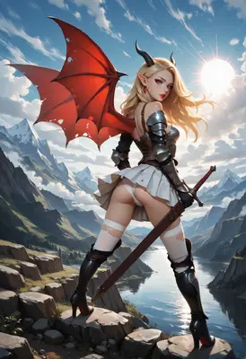 Demon Warrior Standing Upon High Cliffs