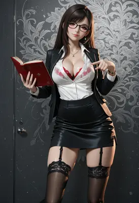 Elegant Librarian in Professional Business Attire