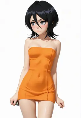 Cute Anime Girl in Orange Dress
