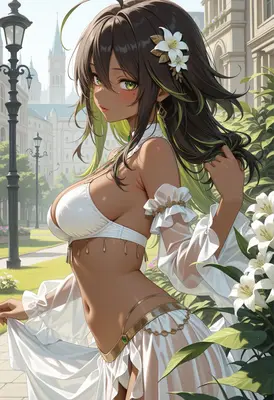 Sunlit Beauty Among White Lilies