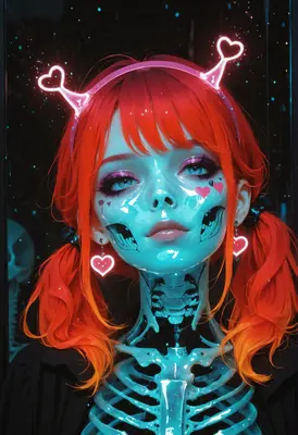 Neon Heart Cybernetic Android Portrait