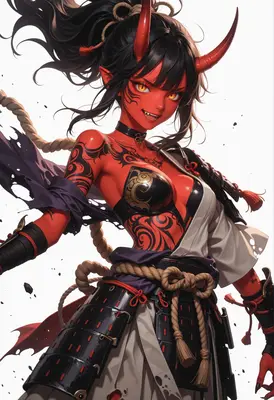 Fierce Oni Warrior in Battle Armor