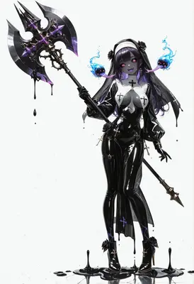 Dark Gothic Nun with Battle Axe