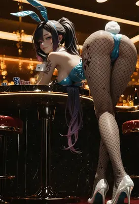 Blue Bunny Girl at the Casino