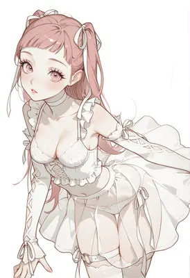 Pink Haired Girl in White Lingerie