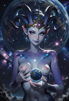 Celestial Goddess Holding The Earth