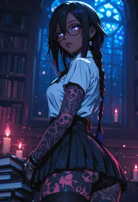 Gothic Scholar with Ink and Magic