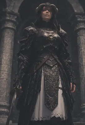 Dark Knight Queen in Ancient Ruins