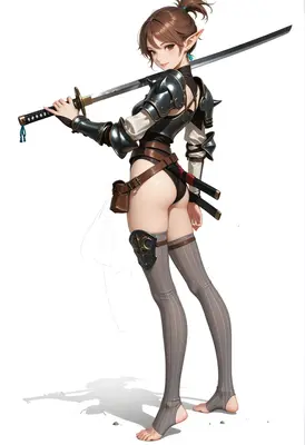 Elf Warrior Resting with Katana