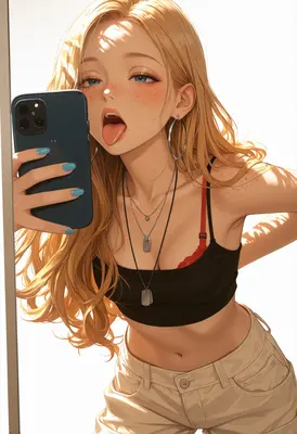 Blonde Girl Taking A Mirror Selfie