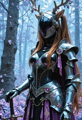 Ethereal Deer Knight in Enchanted Forest