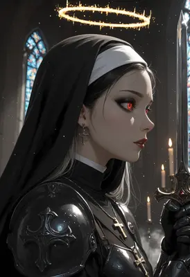 Warrior Nun with Glowing Halo