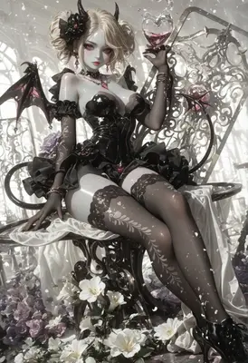 Gothic Succubus with a Crystal Goblet