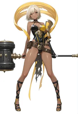 Golden Warrior with Heavy War Hammer