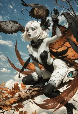 Ethereal Moth Maiden Perched Above