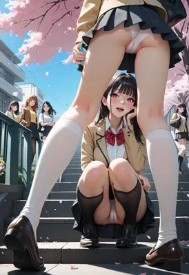 Schoolgirls Under The Cherry Blossoms
