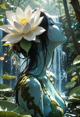 Serene Nymph of the Hidden Waterfall