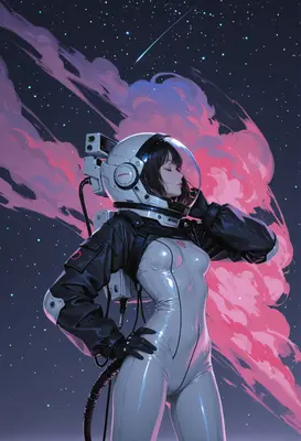 Astronaut Dreaming Under Pink Nebula