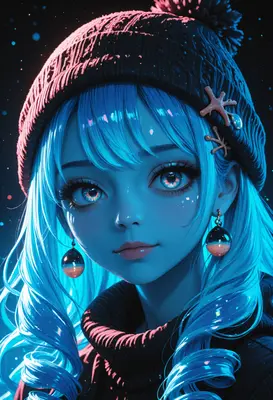 Neon Blue Winter Dreamscape Portrait