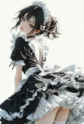 Elegant Maid with Flowing Ruffles