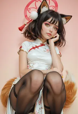 Fox Girl in Floral Cheongsam