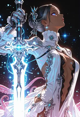 Celestial Warrior with Radiant Energy Blade