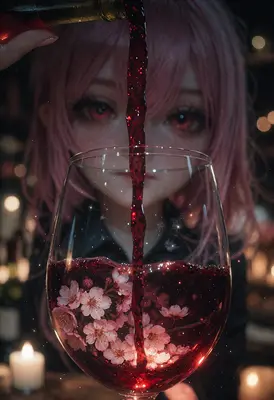 Pouring Wine With Sakura Blossoms