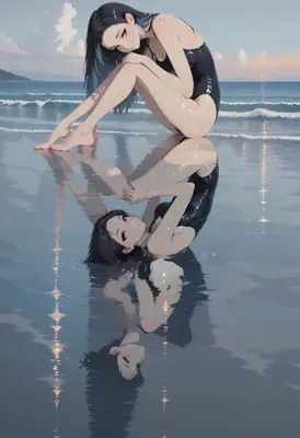 Reflections of a Girl at Sunset