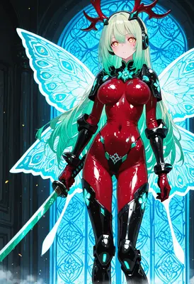 Cybernetic Fairy Warrior with Katana