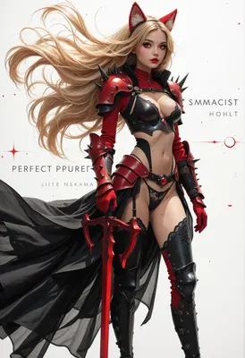 Warrior Fox Girl in Red Armor