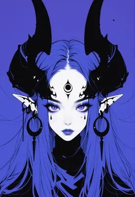 Ethereal Demon Queen in Deep Blue