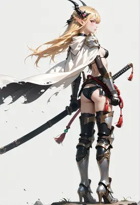 Blonde Demon Warrior with Katana