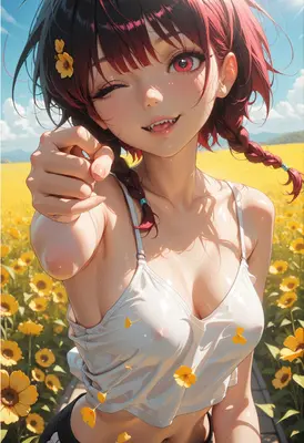Playful Girl in a Sunflower Field