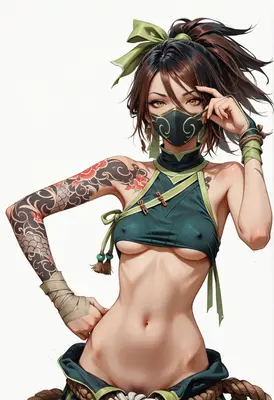 Tattooed Kunoichi with Mask