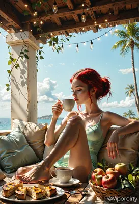 Morning Coffee by the Tropical Sea