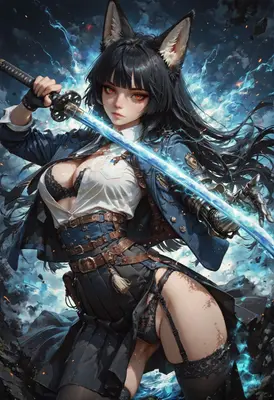 Fox Girl Warrior With Glowing Blade