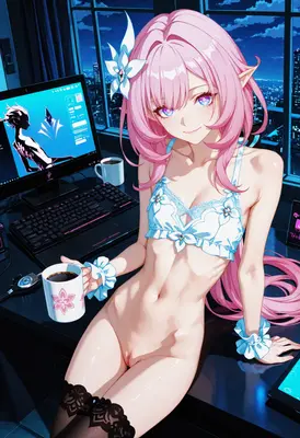 Late Night Gaming With Pink Hair
