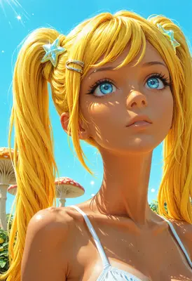 Dreamy Blonde Girl With Star Clips