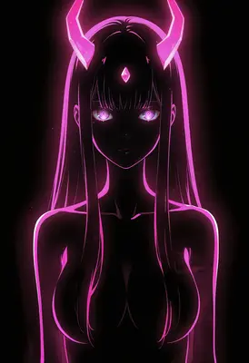 Neon Demon Glowing Silhouette Portrait
