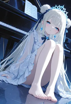 Melancholy Princess at the Piano