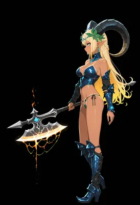 Horned Elf Warrior with Molten Axe