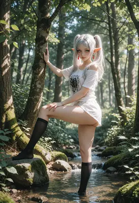 Silver Haired Elf in the Forest