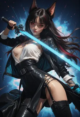 Cybernetic Cat Girl Warrior