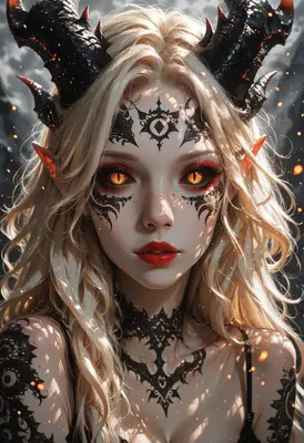 Fiery Horned Demon Princess Portrait