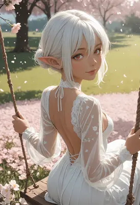 Elf Maiden on a Spring Swing