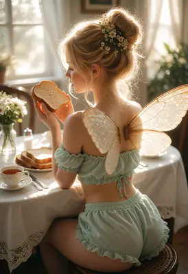 Fairy Having Breakfast in Sunlight